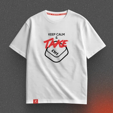 Футболка айтішника «Keep Calm & Take Control», з клавішею CTRL