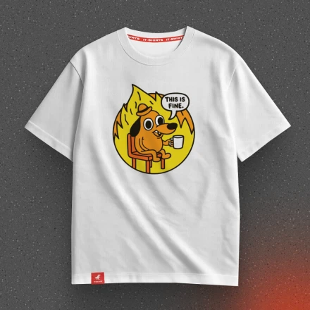 Футболка айтішника «This is fine», коли горять дедлайни