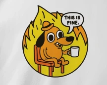 Футболка айтішника «This is fine», коли горять дедлайни